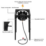 Outdoor Camp Stove High Pressure Propane Gas Cooker Portable Cast Iron Patio Cooking Burner Single Burner 75000-BTU - Image 4