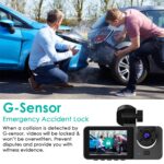 3 Channel Dash Cam Front Inside Rear Vehicle Driving Recorder Car DVR With 32G MMC Card G Sensor Motion Detection Parking Monitor Loop Recording - Image 9
