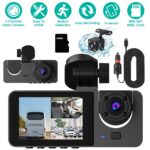 3 Channel Dash Cam Front Inside Rear Vehicle Driving Recorder Car DVR With 32G MMC Card G Sensor Motion Detection Parking Monitor Loop Recording - Image 2