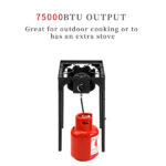 Outdoor Camp Stove High Pressure Propane Gas Cooker Portable Cast Iron Patio Cooking Burner Single Burner 75000-BTU - Image 8