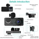 3 Channel Dash Cam Front Inside Rear Vehicle Driving Recorder Car DVR With 32G MMC Card G Sensor Motion Detection Parking Monitor Loop Recording - Image 7