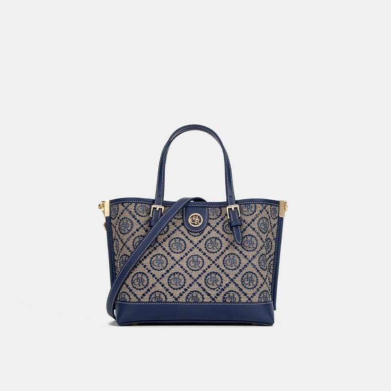 CJNS256267401AZ New Jacquard Star Diamond Portable Small Tote Bag - Blue/29x15.5x19cm - Image 1