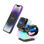 4 In 1 Rotatable Colorful Lighting Wireless Charger Stand For Phone 15 14 13 12 Pro Max 8 7 Holder Magnetic Fast Charging Station - Image 2