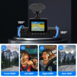 1Pc 360 Degree View FHD 4 Channel Dash Cam 1080P Front 480P Rear Left Right Inside Dash Camera With IR Night Vision Loop Recording Motion Detection Free 32GB MMC Card - Image 9