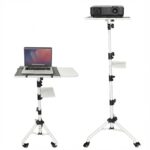 Projector Stand 29.5 To 71 Inch Adjustable Tripod 2 Shelves Portable Laptop Cart W Phone Holder - Image 3