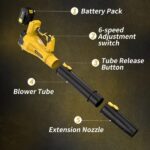 High-Power Cordless Leaf Blower With 4.0Ah Battery – 580CFM & 160MPH, 6-Speed Adjustable, Lightweight Ergonomic Design With Extended Nozzle For Lawn Care, Yard Cleaning, Snow & Pet Hair Removal - Image 4