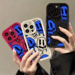 Soft Protective Case for iPhone 11–17 Series – Blue & White with Black Accents