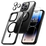 Clear Black Magnetic Case for iPhone 11–17 Series – Includes Screen & Lens Protection