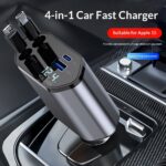 4 In 1 Retractable Car Charger Fast Car Phone Charger 120W With USB Type C Cable - Image 6
