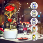 Creative 2 In 1 Rose Flowers LED Light And Bluetooth-compatible Speaker Valentine's Day Gift Rose Luminous Night Light Ornament In Glass Cover - Image 8