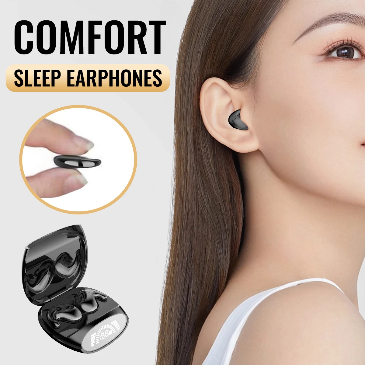 Se575c11c8b0e492492aa06b4b63f2f75X.webp SK Ultra-thin Sleep Headphones 5.2 Wireless Bluetooth Headset Invisible Earbuds Hidden In Ear Button Sports Earphones Waterproof - Image 1