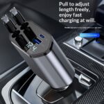 4 In 1 Retractable Car Charger Fast Car Phone Charger 120W With USB Type C Cable - Image 2