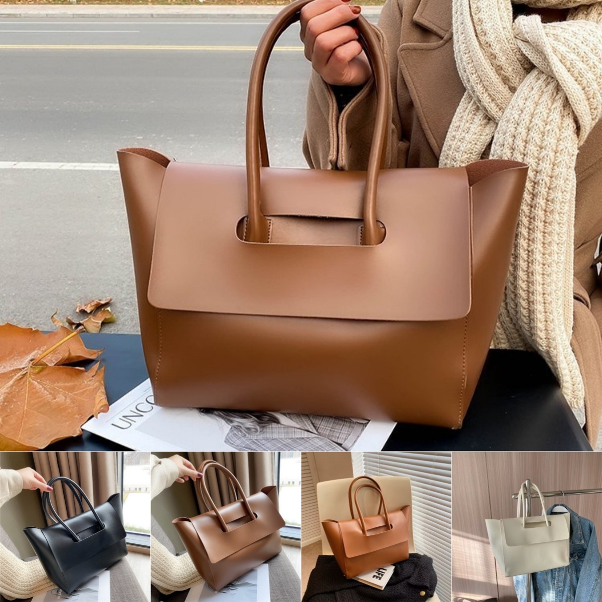 011b71b0-e0d2-482f-9e2c-12d3e88c13c9.jpg Fashion Women Shoulder Bags Large Capacity Handbags Simple Retro Tote Bags Solid Color Famous Brand High Quality Bags - Image 1