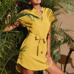 V-neck Short Sleeve Dress With Belt Summer Fashion Bowknot Dresses For Women Clothing - Image 9