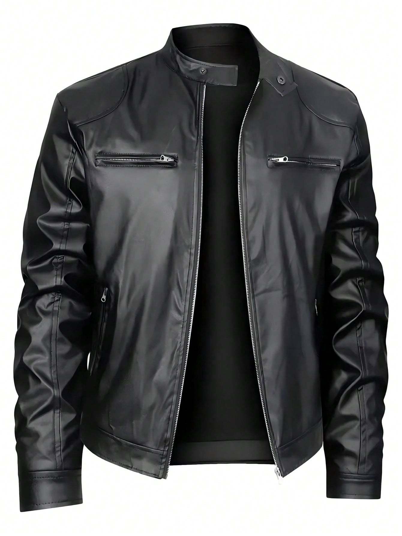 1922247043280277504.jpg Men's Stand-up Collar Leather Jacket Business Casual Jacket - Image 1
