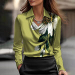 Women's Swing Collar Draped Shirts & Blouses Elegant Solid Satin Office Ladies Top Pullover Spring Long Sleeve Casual Tops - Image 10