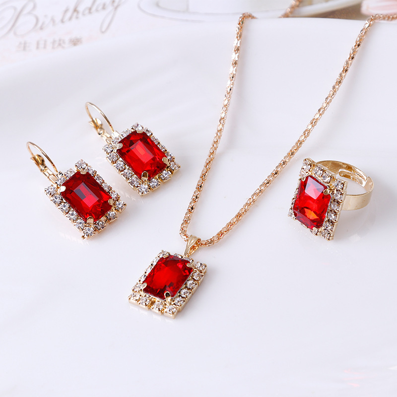 227702b1-4179-4bdc-af7a-21755461f406.jpg The Crystal Set Necklace Earring Ring Three-piece Set - Image 1