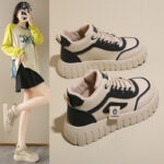 Breathable High-top White Shoes For Women Versatile Chunky-soled Athletic-casual Style - Image 2