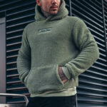 Men's Plush Hoodies Sweatshirt With Big Pocket Fashion Long-sleeved Pullover Hooded Top Solid Clothing - Image 5