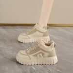 Breathable High-top White Shoes For Women Versatile Chunky-soled Athletic-casual Style - Image 8