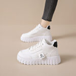 Breathable High-top White Shoes For Women Versatile Chunky-soled Athletic-casual Style - Image 7